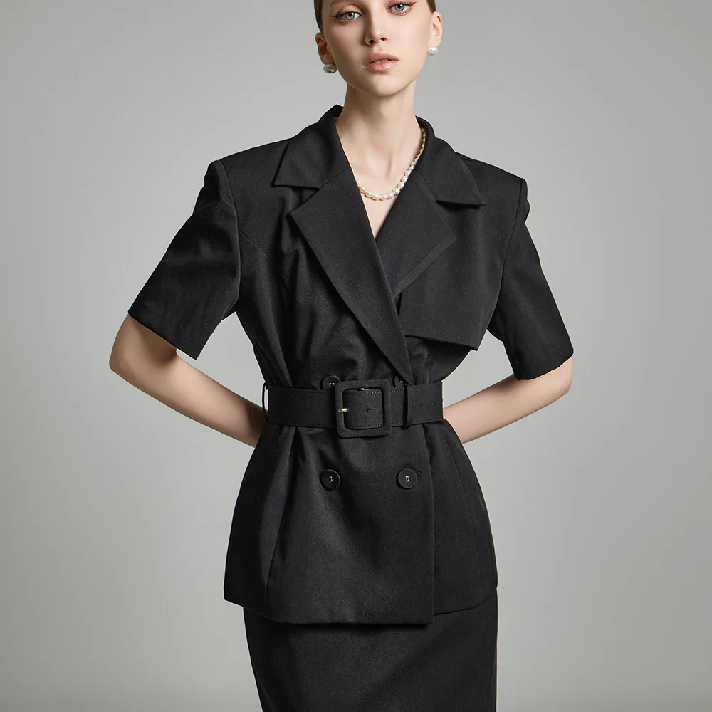 J2728 Short-Sleeved Jacket with Belt - Image 2