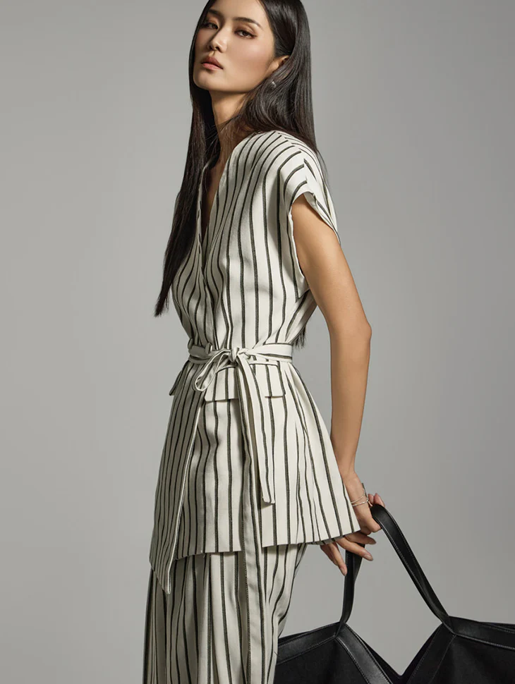 J2742 Linen Vest With Strap