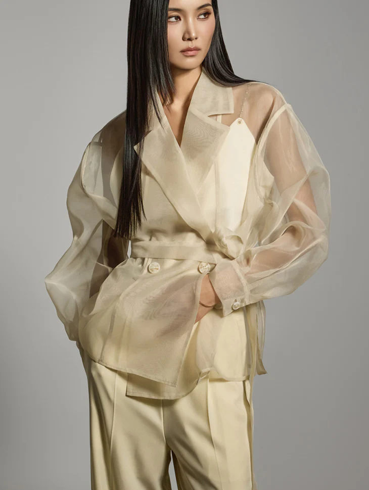 J2745 Organza Jacket with Belt