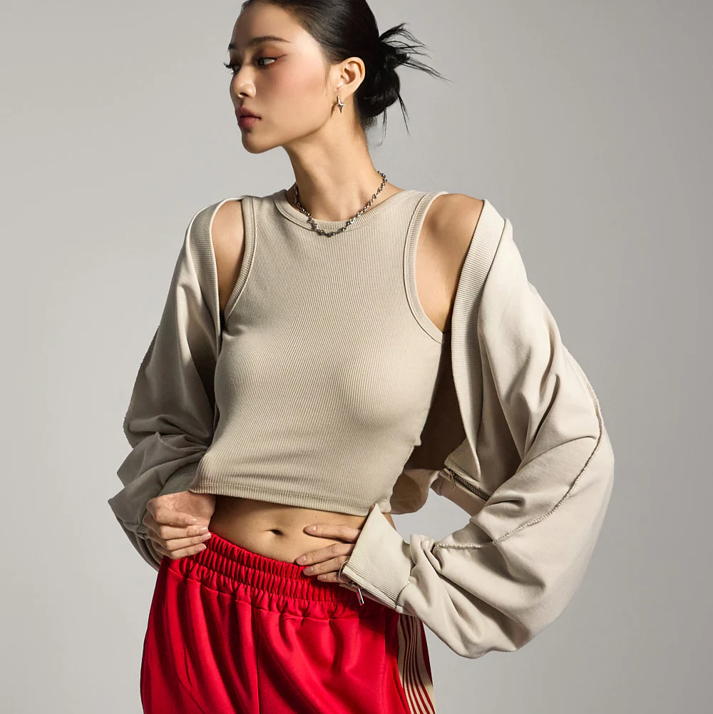 J2755 Zipper Bolero Cardigan - Image 2