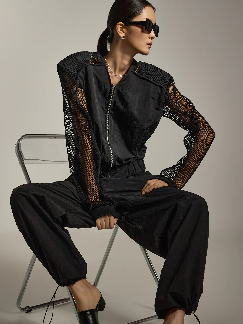 J2780 Mesh Sleeve Zip-Up Jacket