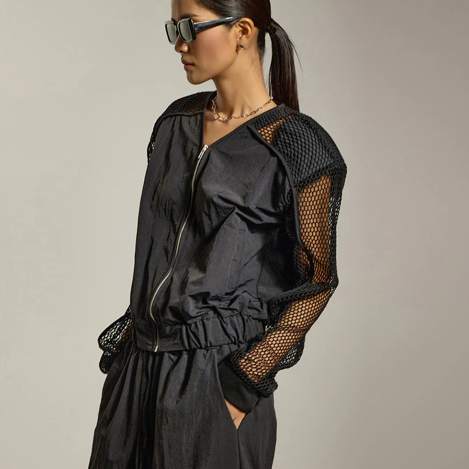 J2780 Mesh Sleeve Zip-Up Jacket - Image 2