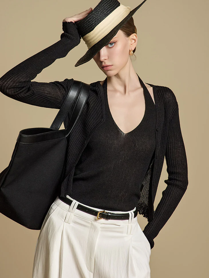 J2788 Halterneck Sleeveless Set Cardigan