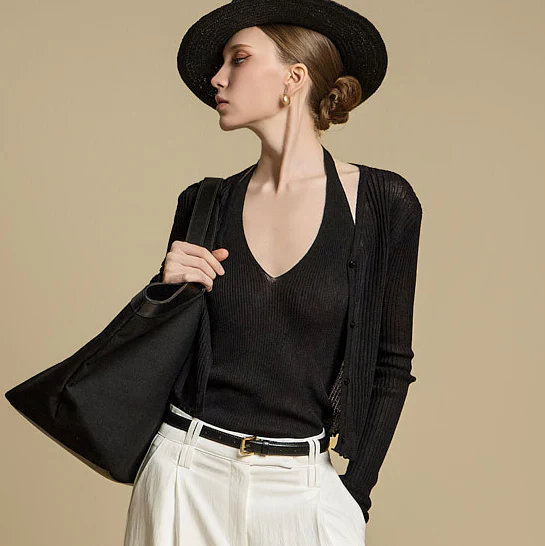 J2788 Halterneck Sleeveless Set Cardigan - Image 2