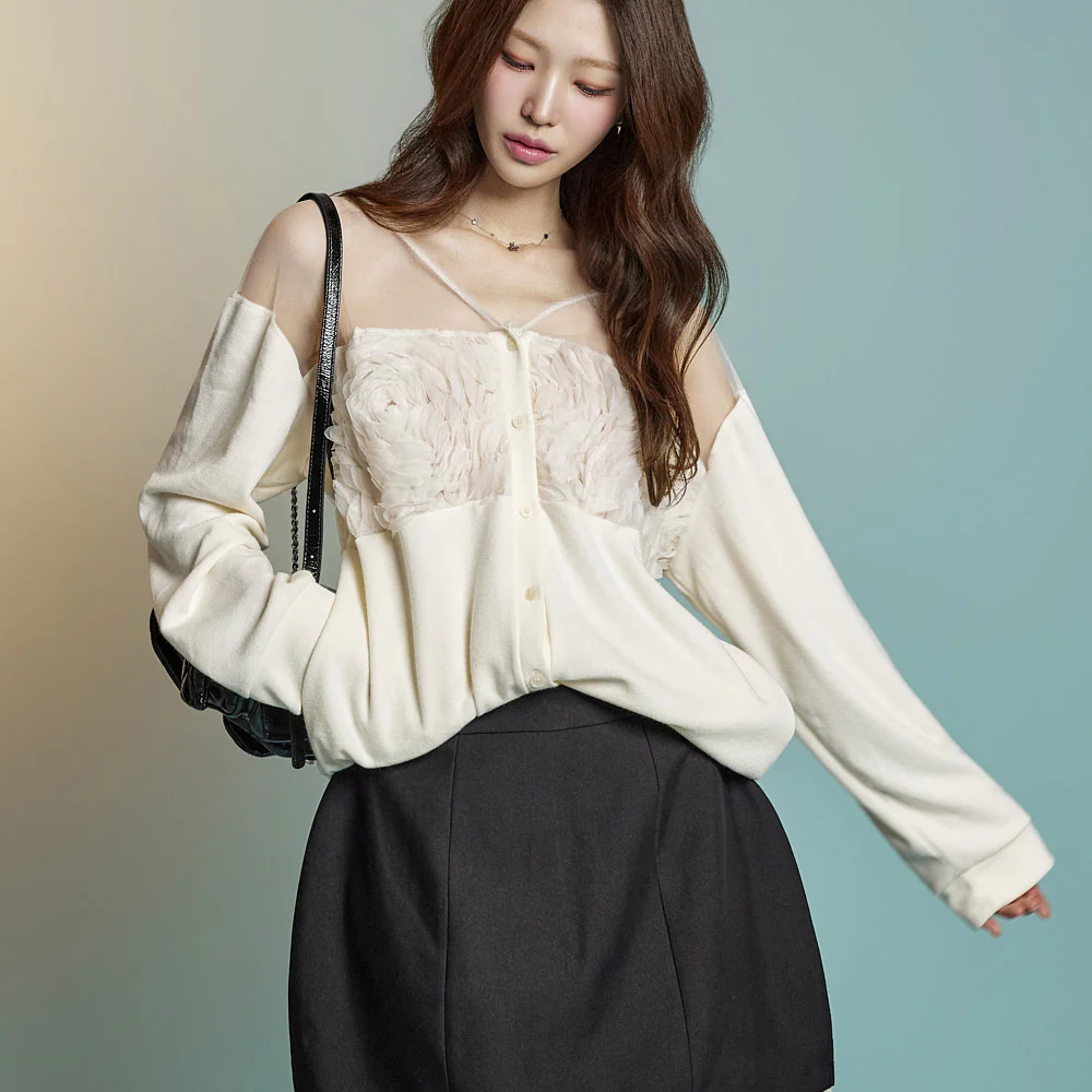 J2819 Sheer Rose Cardigan - Image 2