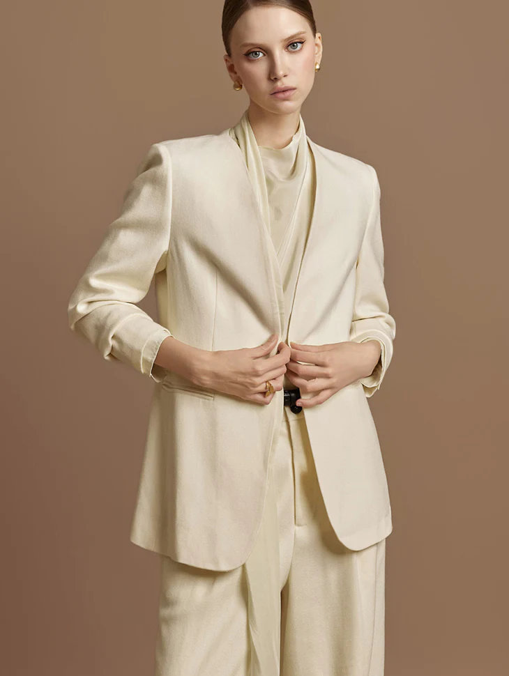 J2830 Collarless Wool Jacket