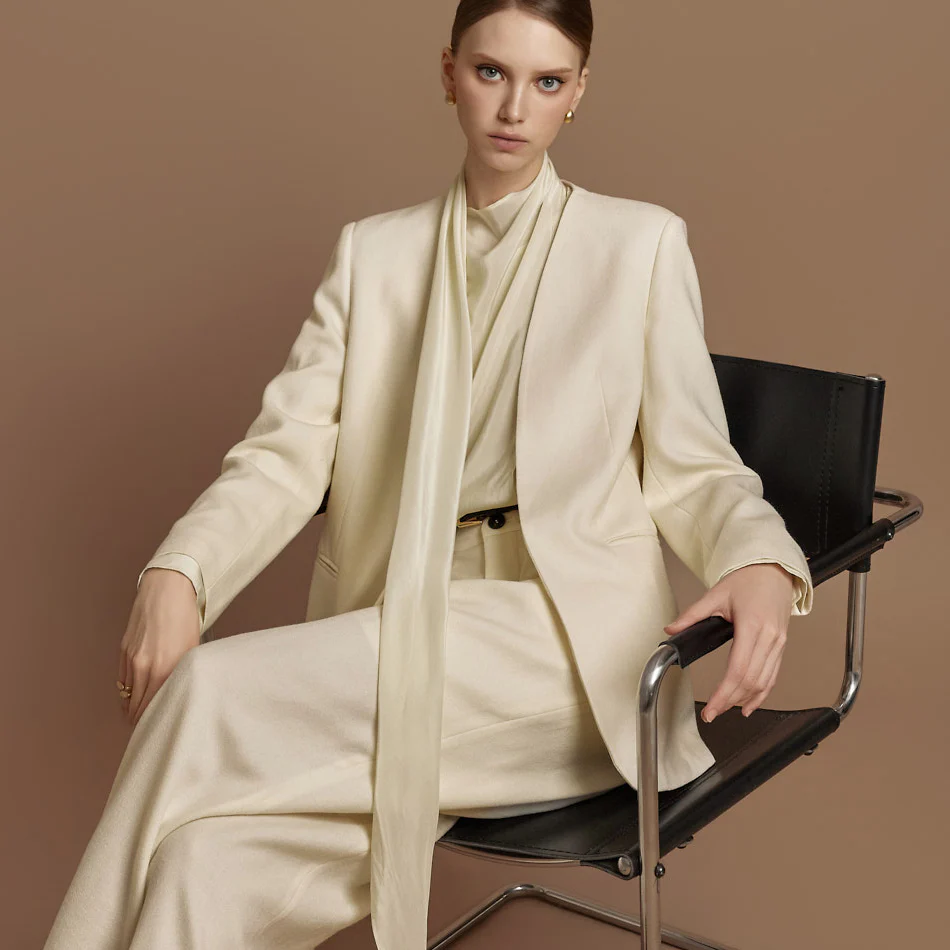 J2830 Collarless Wool Jacket - Image 2