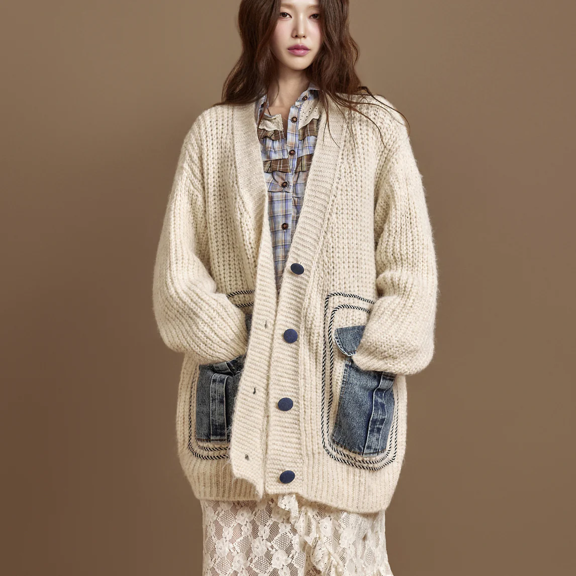 J2851 Denim Pocket Knit Cardigan - Image 2