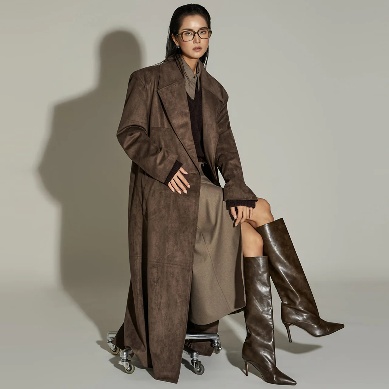 J2876 Suede Long Coat - Image 2