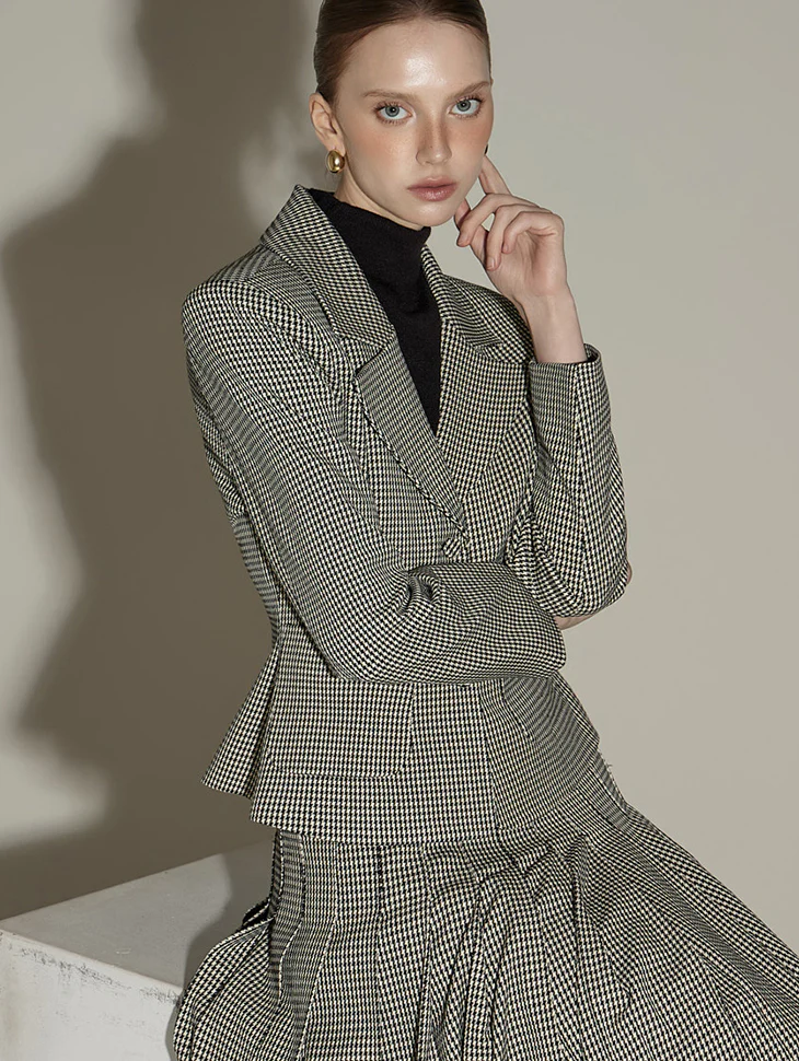 J2884 Gingham Checkered Jacket