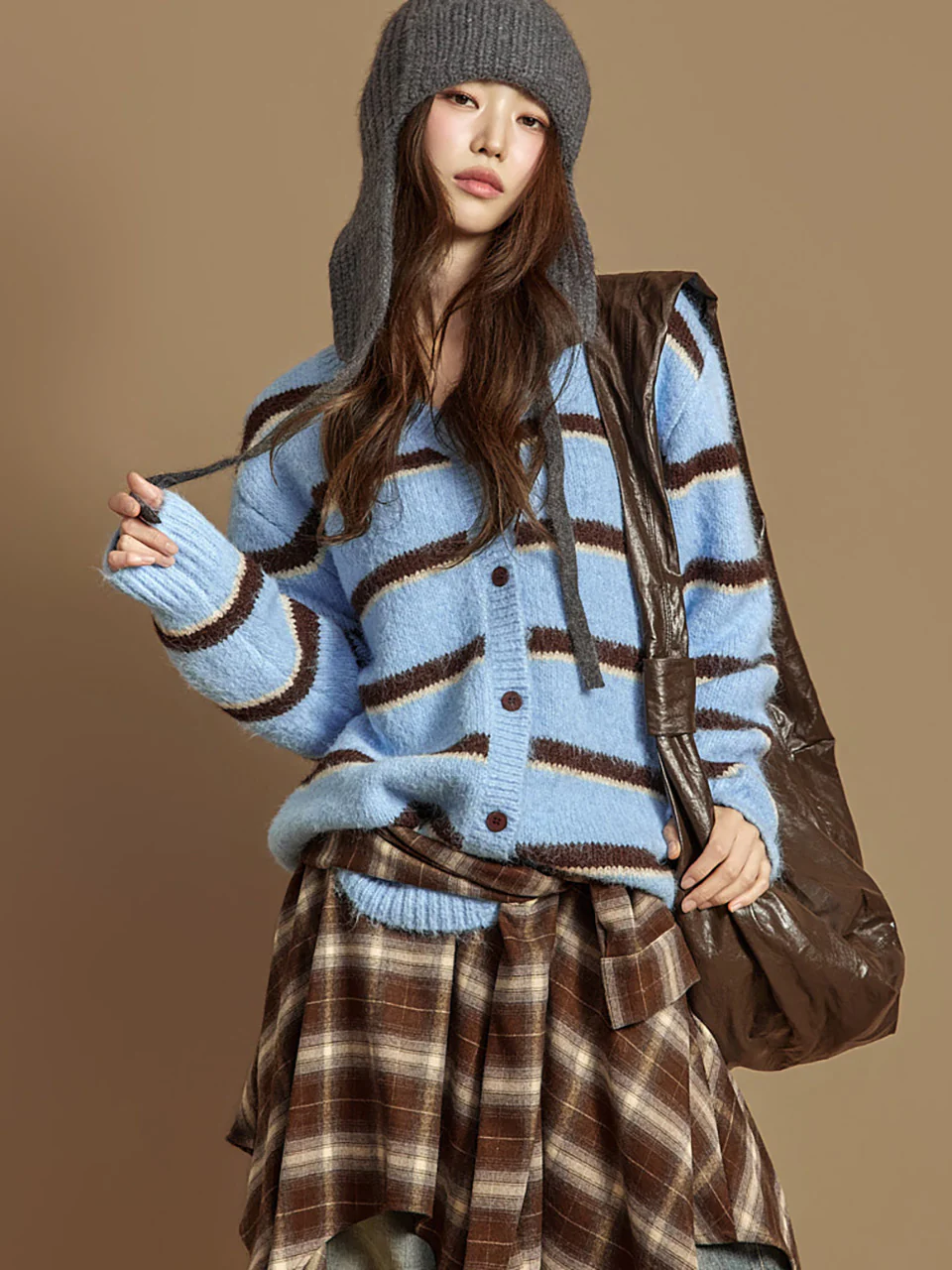 J2934 Striped Wool Cardigan