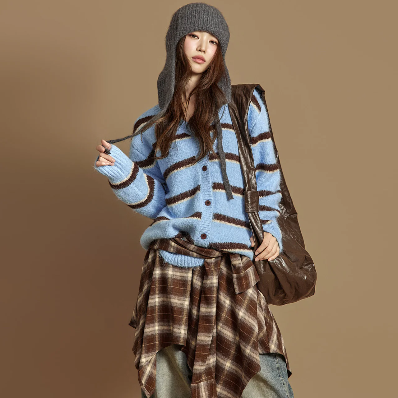 J2934 Striped Wool Cardigan - Image 2