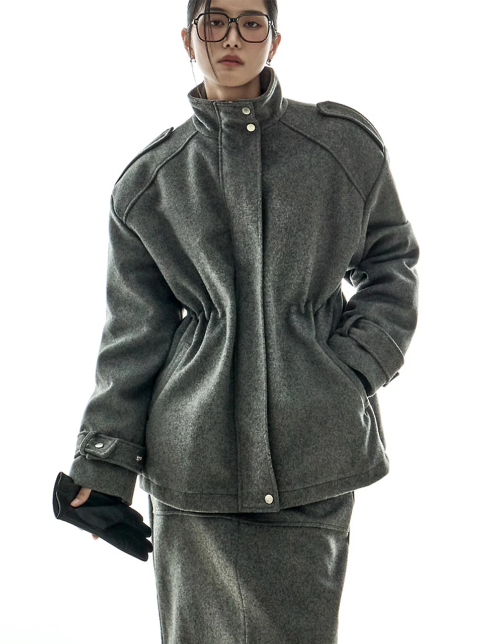 J3033 High-Neck Wool Jacket