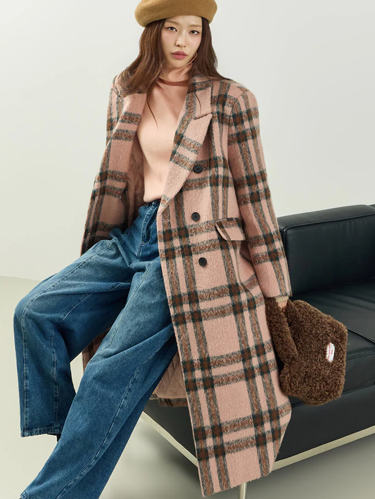 J3056 Check Long Coat