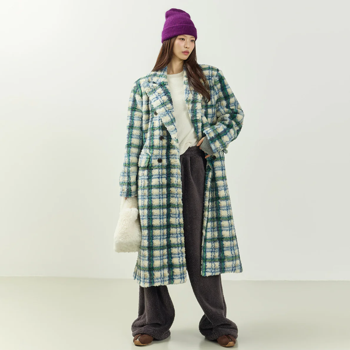 J3060 Boucle Check Long Coat - Image 2