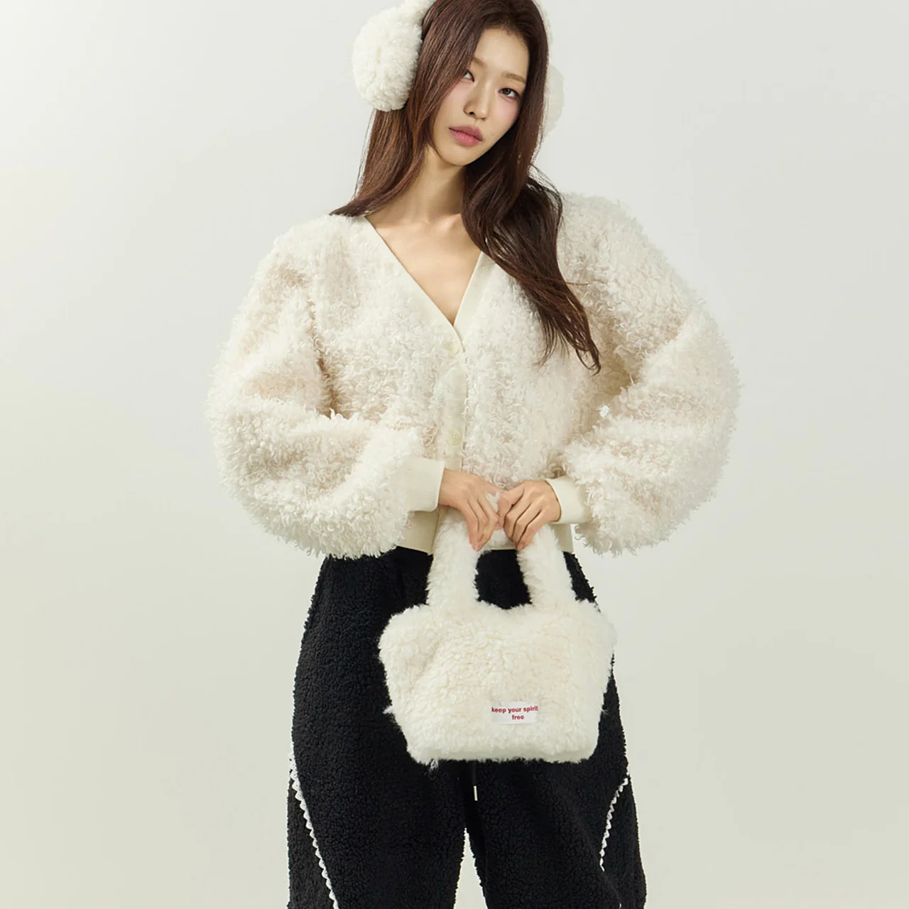J3062 Boucle Fleece Crop Cardigan - Image 2