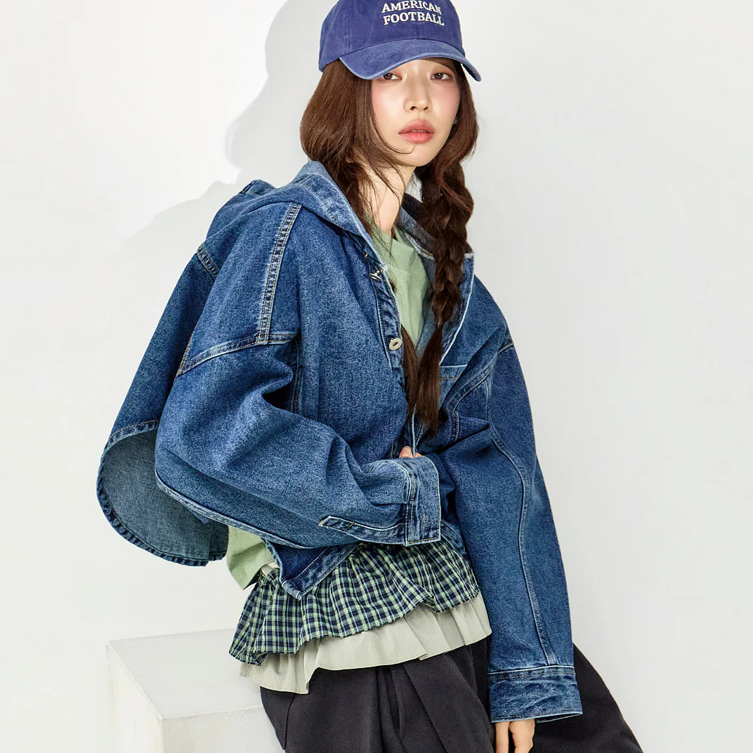 J3088 Hooded Denim Jacket - Image 2