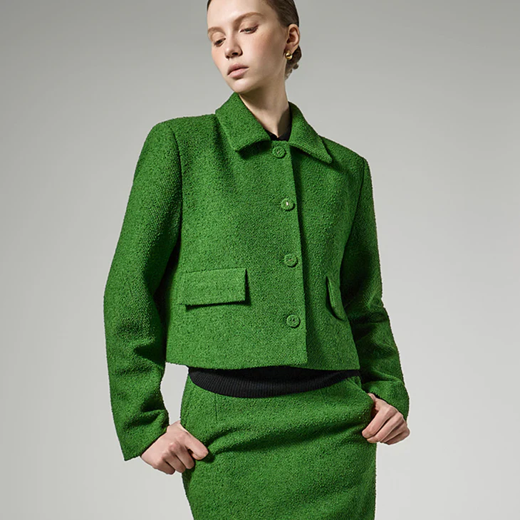 J3109 Collar Tweed Jacket - Image 2