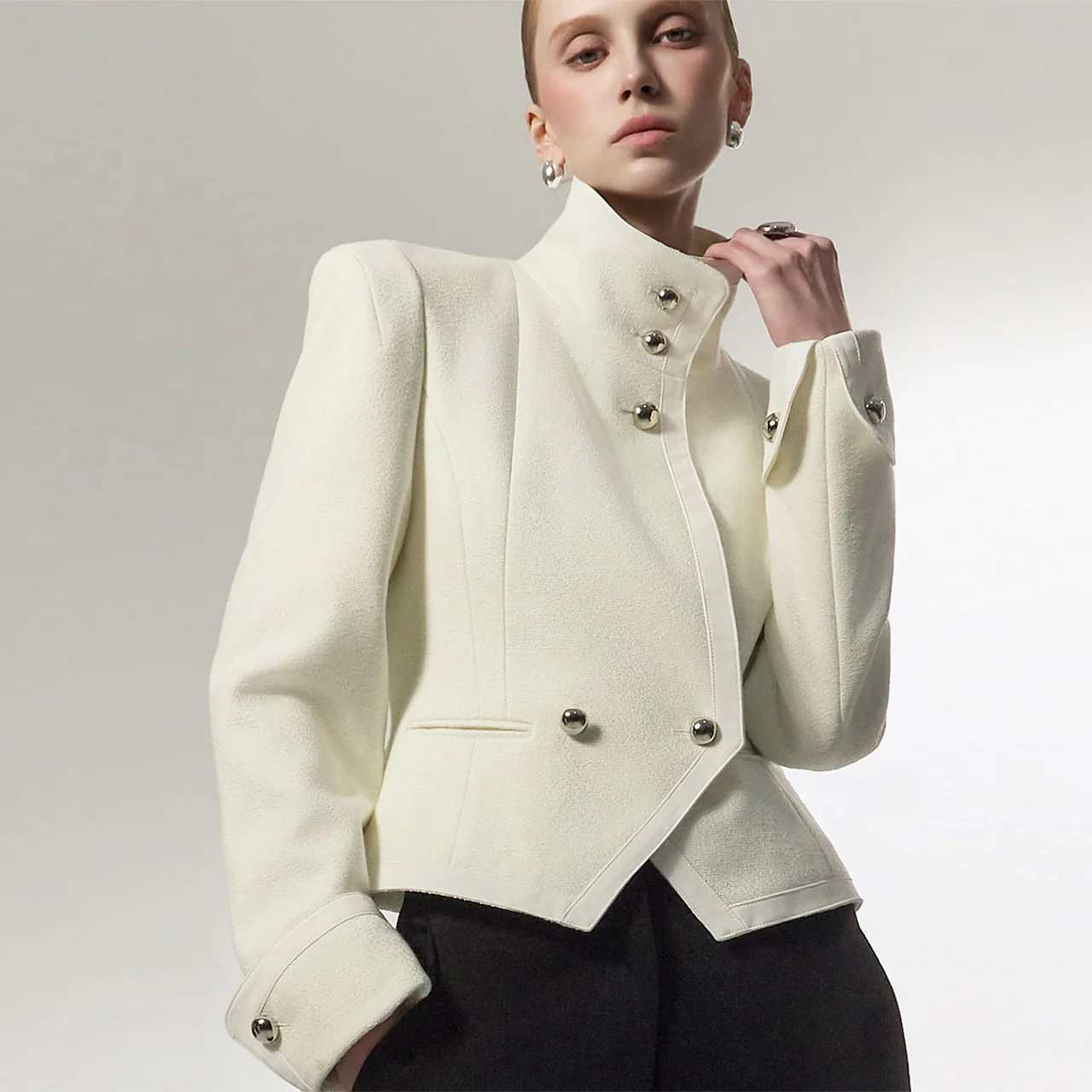 J3119 Tweed High Neck Jacket - Image 2