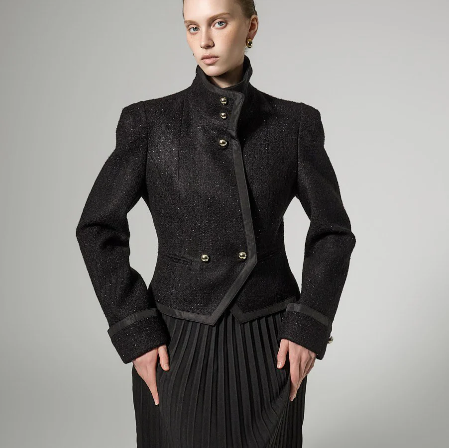J3119 Tweed High Neck Jacket - Image 2