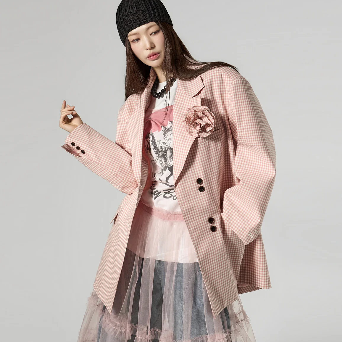 J3125 Check Corsage Jacket - Image 2
