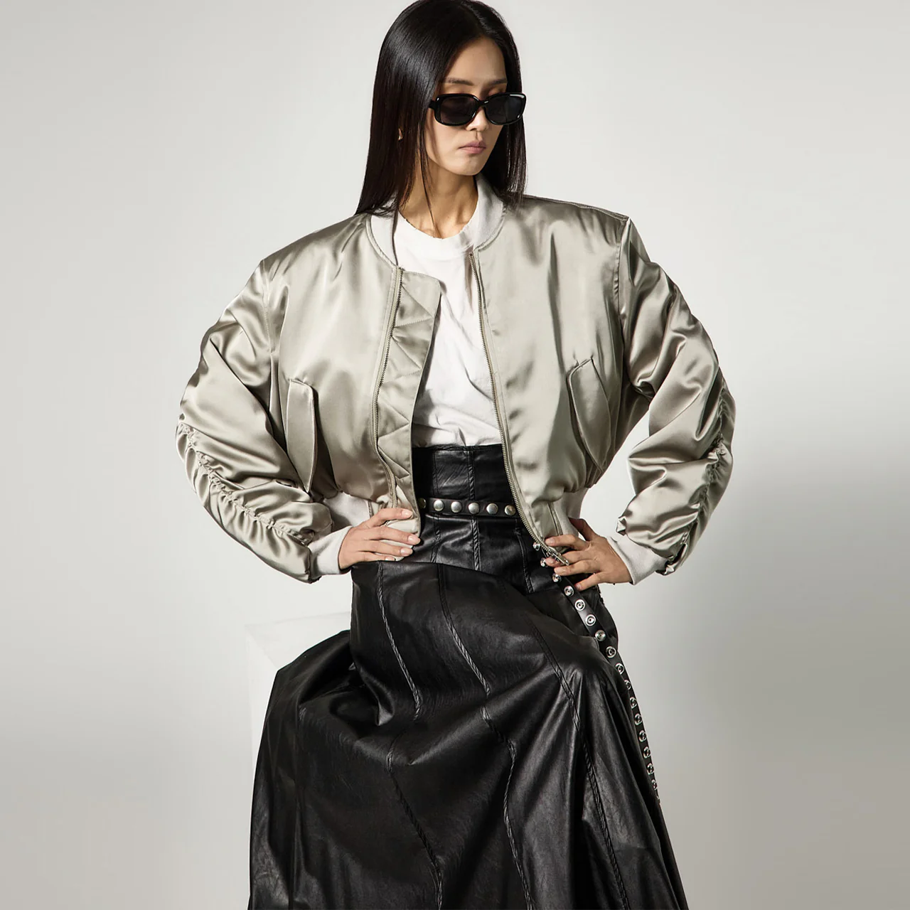 J3133 Satin Bomber Jacket - Image 2