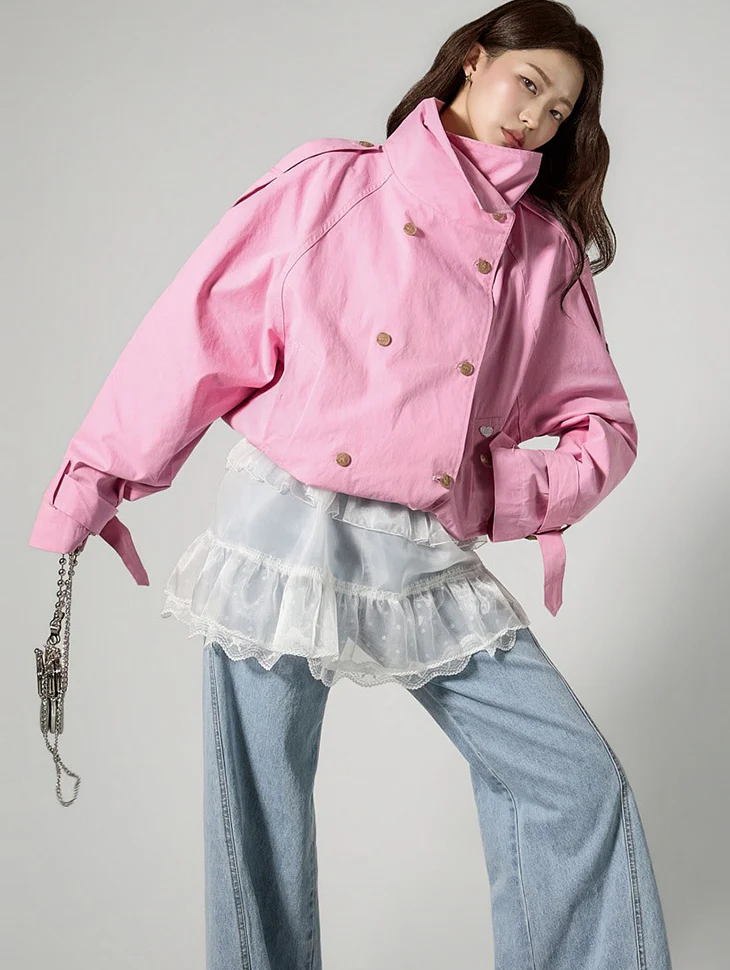 J3153 High-Neck Double Trench Jacket