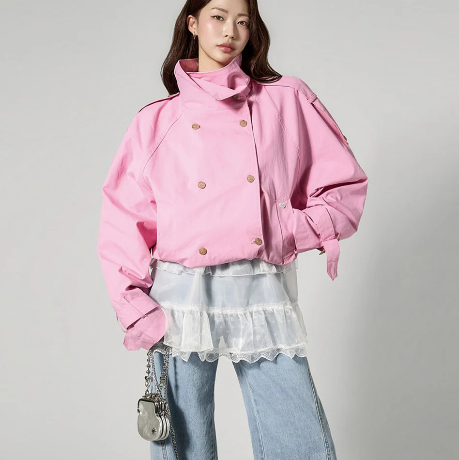 J3153 High-Neck Double Trench Jacket - Image 2