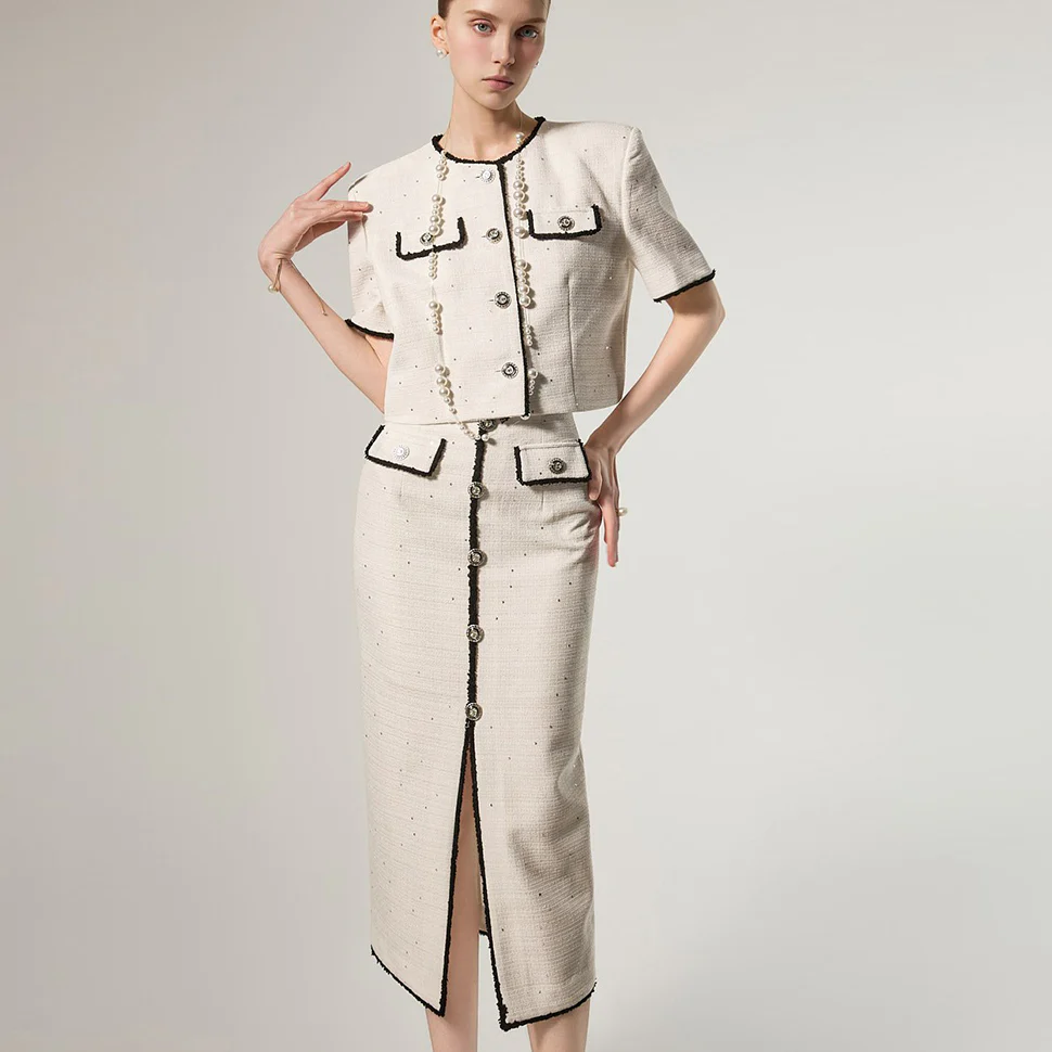J3176 Tweed Contrast Jacket - Image 2