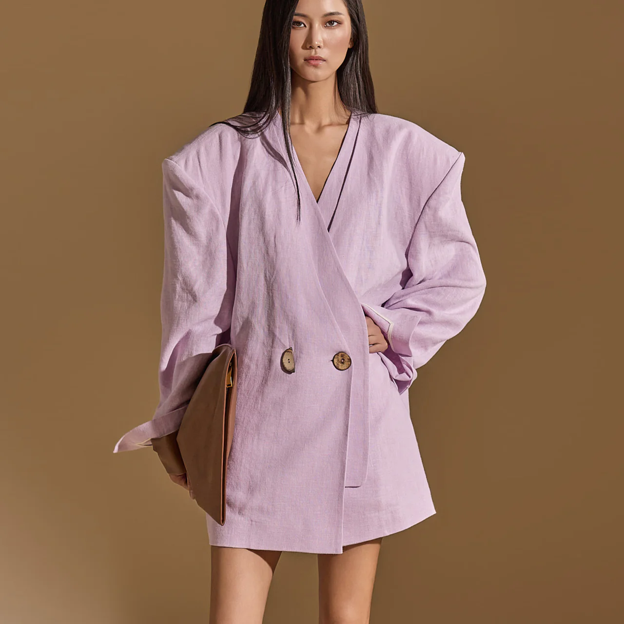 J9288 Linen Collarless Jacket - Image 2