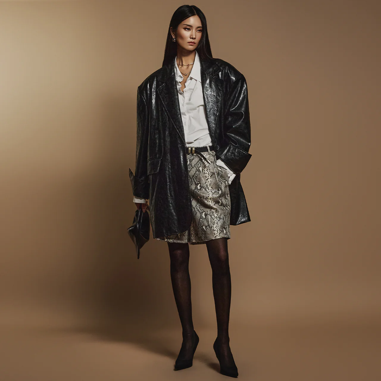 J9291 Leather Oversized Fit Jacket - Image 2