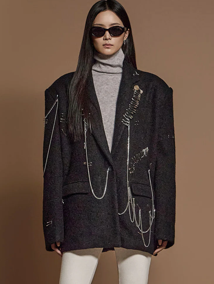 J9305 Brooch Wool Jacket