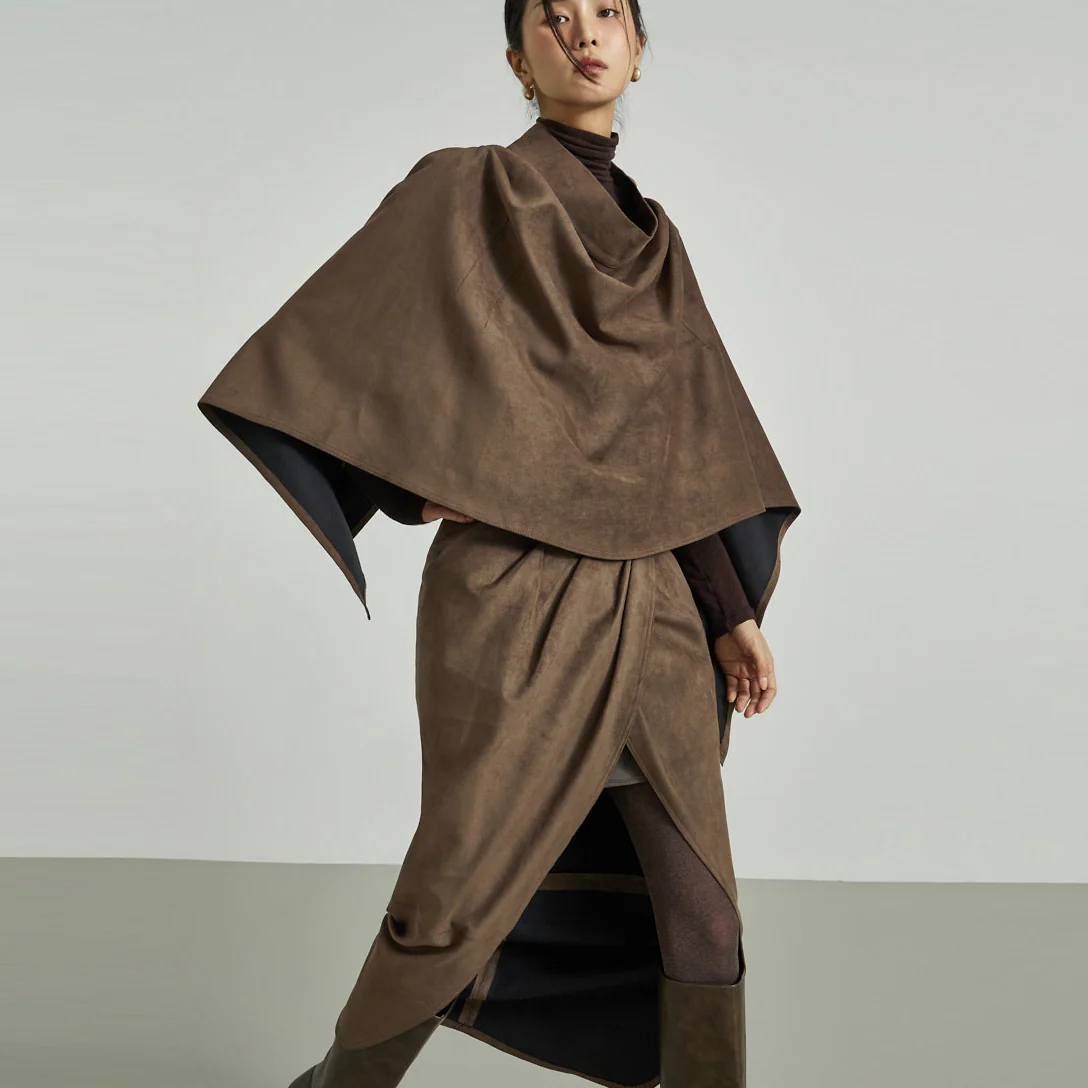 J9345 Suede Drape Cape - Image 2