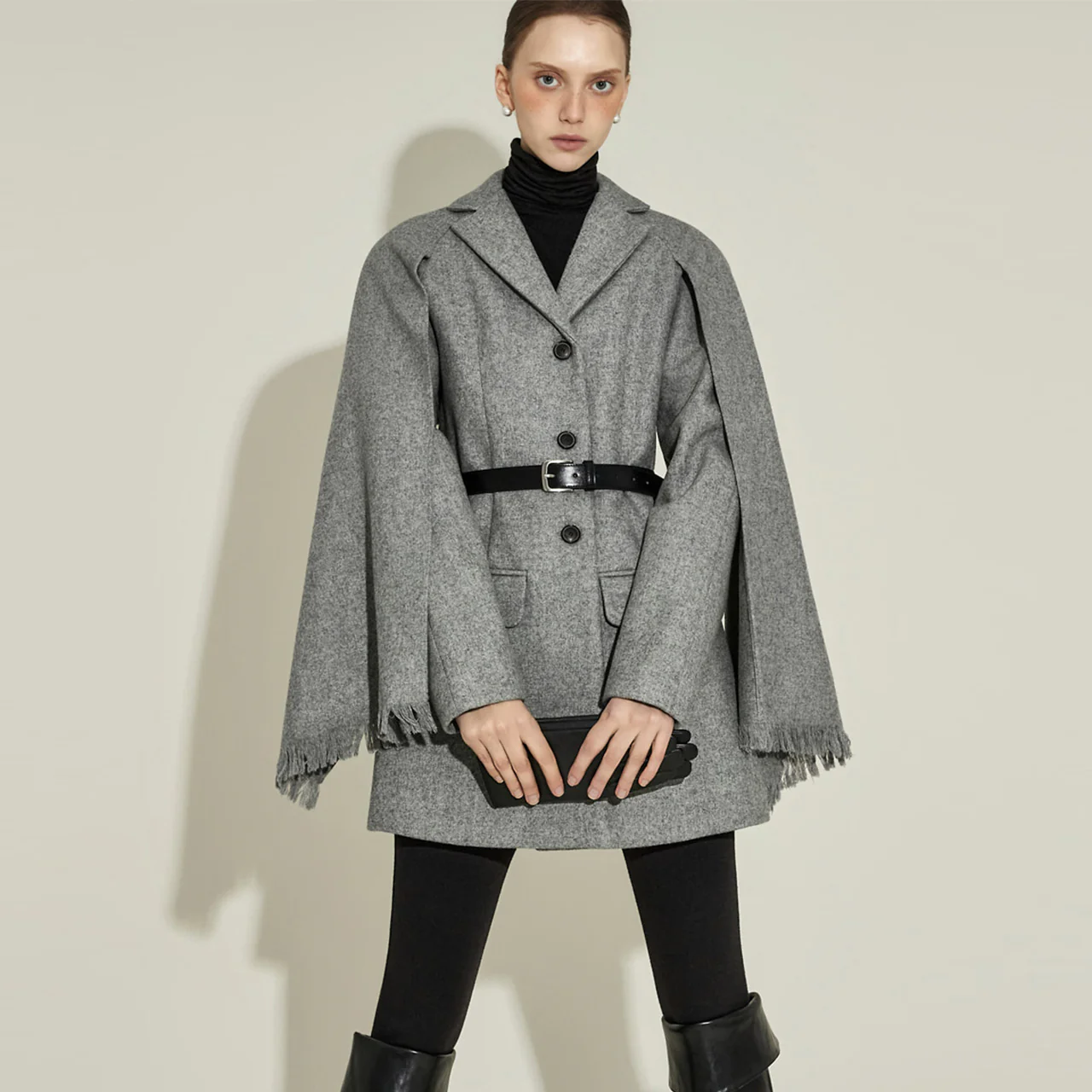 J9350 Wool Coat with Belt - Image 2