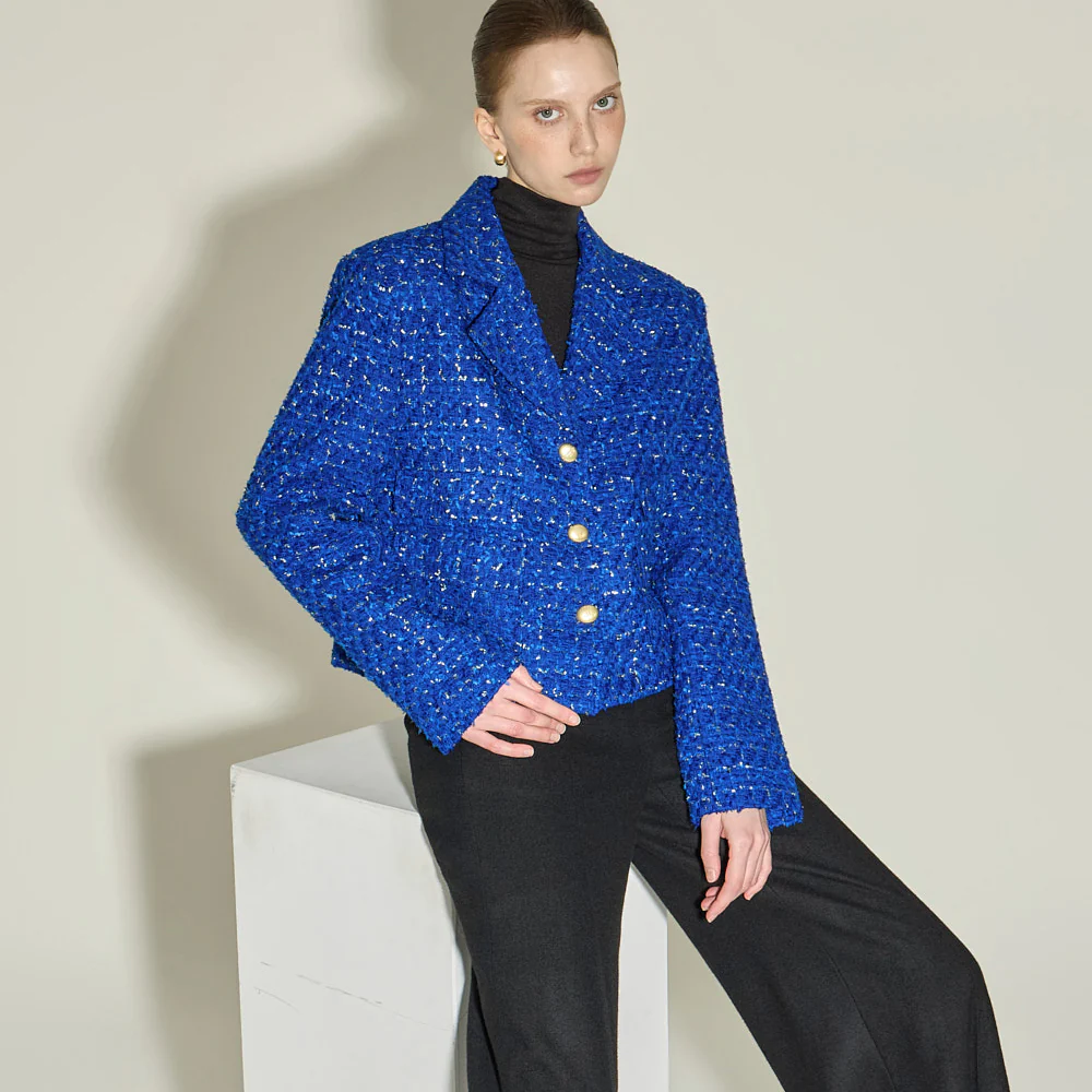 J9353 Tweed Gold Button Jacket - Image 2