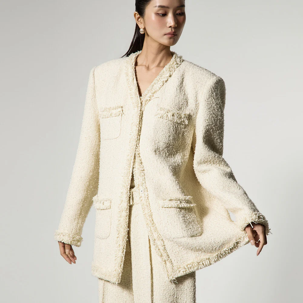 J9365 Fringe Tweed Jacket - Image 2