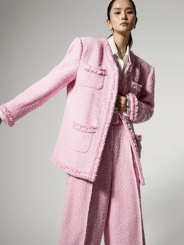 J9365 Fringe Tweed Jacket