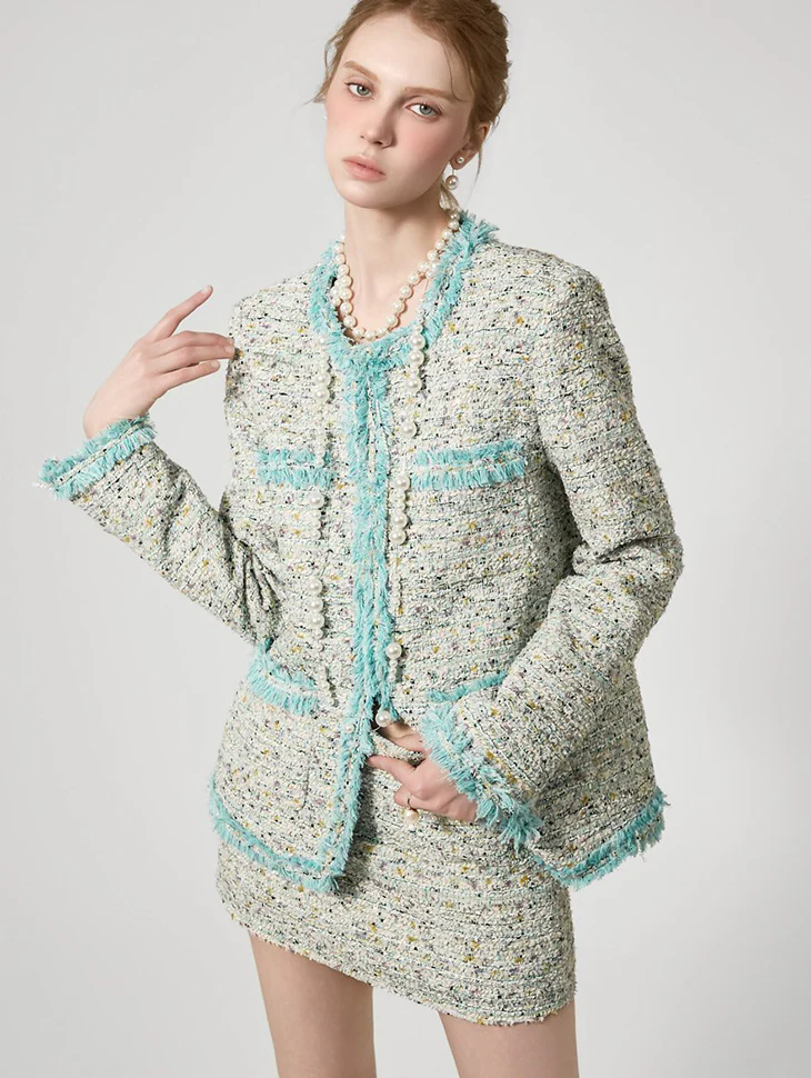 J9368 Fringe Tweed Jacket