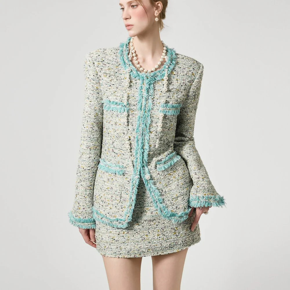J9368 Fringe Tweed Jacket - Image 2