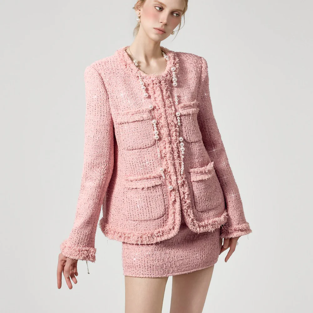 J9368 Fringe Tweed Jacket - Image 2