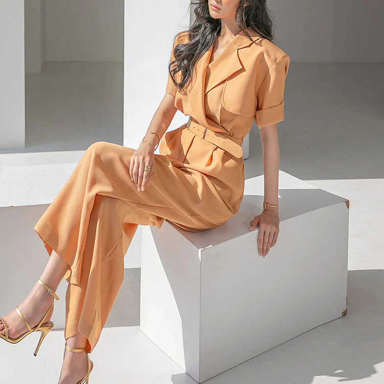 JS004 Collar Jumpsuit with Belt - Image 2