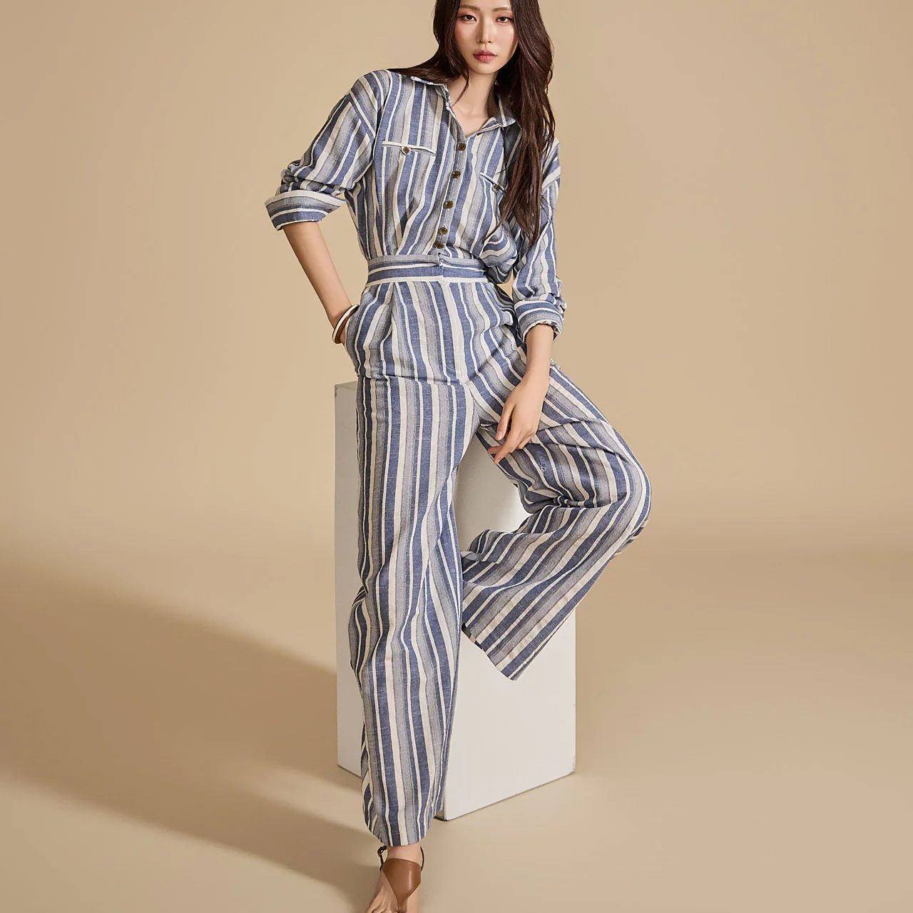 JS044 Striped Jumpsuit - Image 2