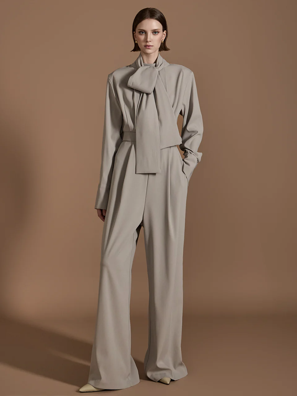 JS049 Pin tuck Jumpsuit With Belt