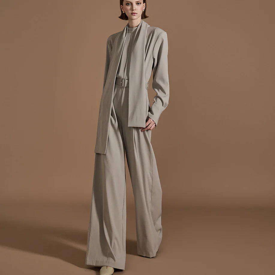 JS049 Pin tuck Jumpsuit With Belt - Image 2