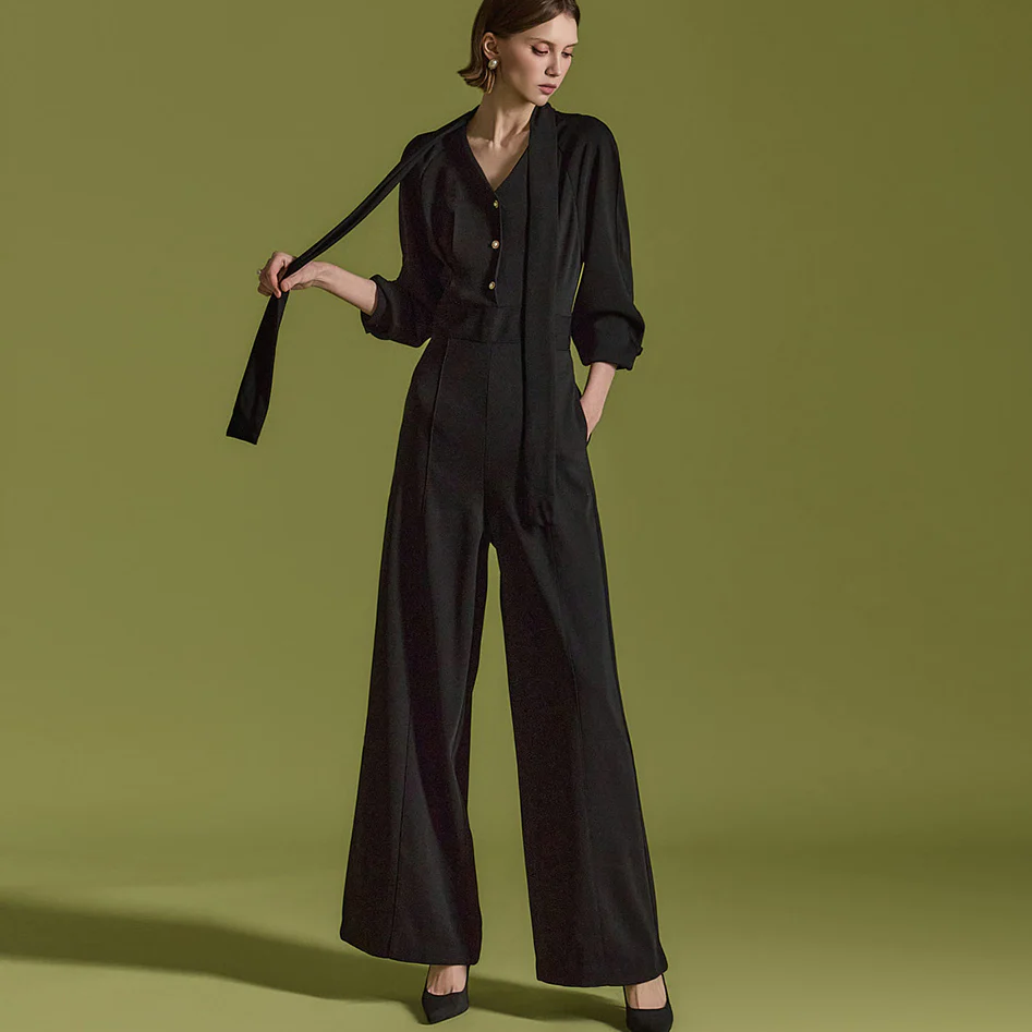 JS051 Fleece-lined Jumpsuit With Scarf - Image 2