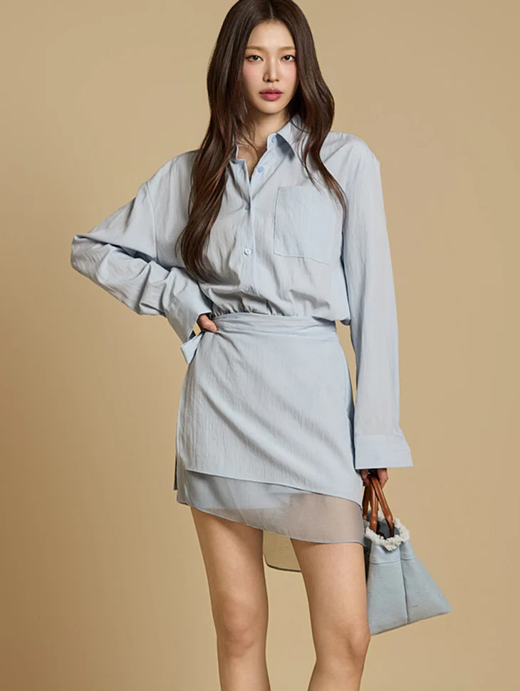 JS054 Shirt Wrap Jumpsuit