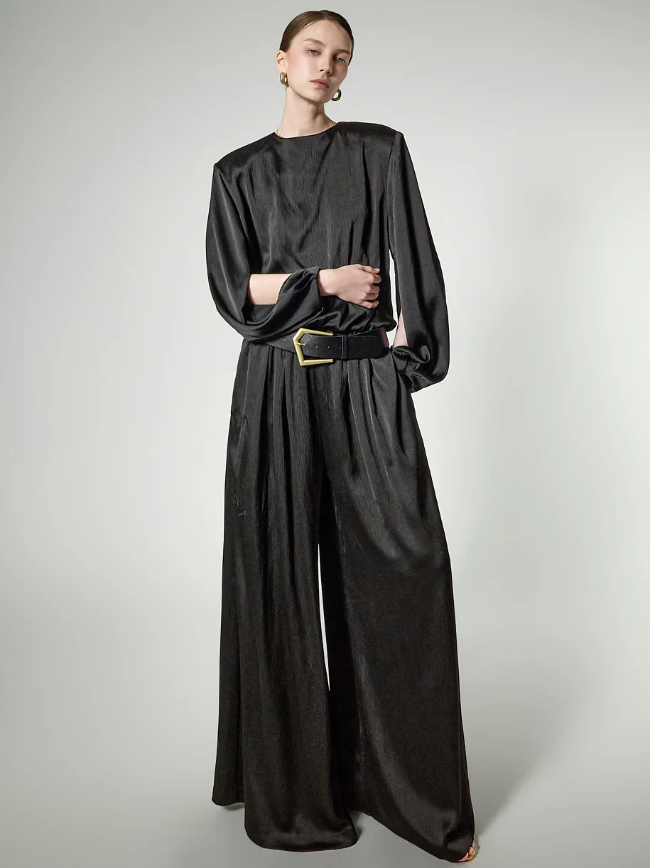 JS9027 Satin Jumpsuit with Belt