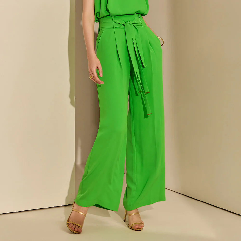 P2875 Pin tuck Wide Slacks With Belt - Image 2