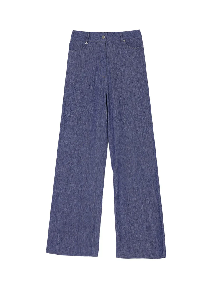 P2877 Linen Denim Straight Slacks