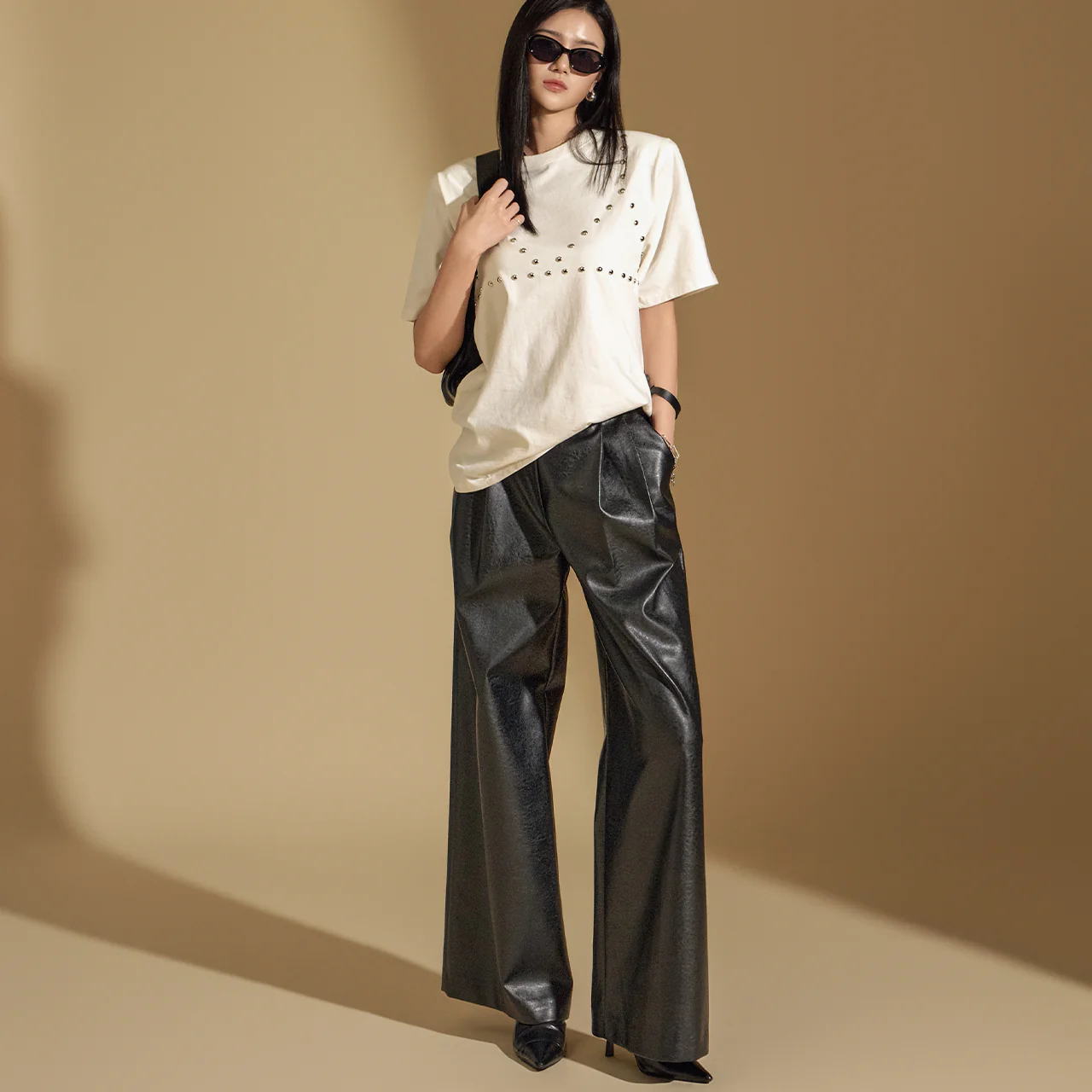 P2948 Leather Wide Pants - Image 2